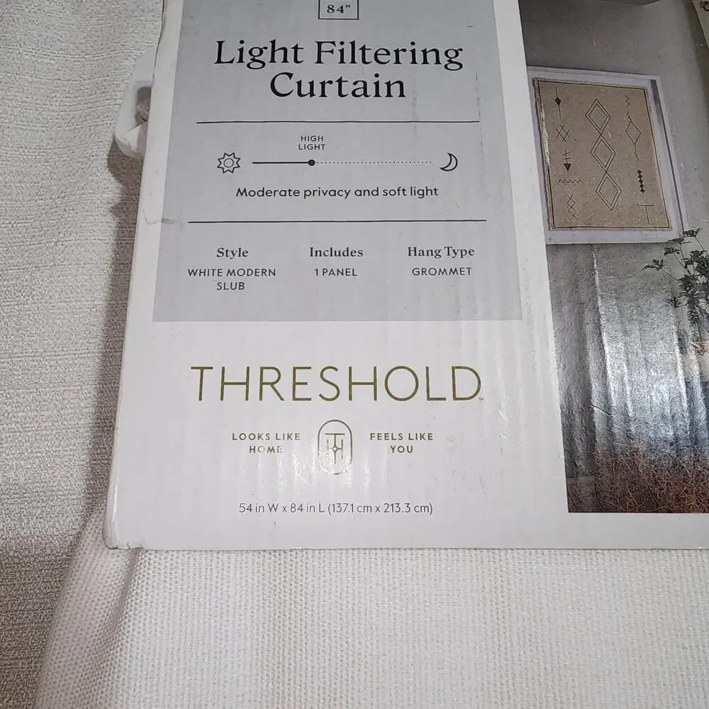 Threshold light filter curtain W54'' x L 84'' White Modern Slub